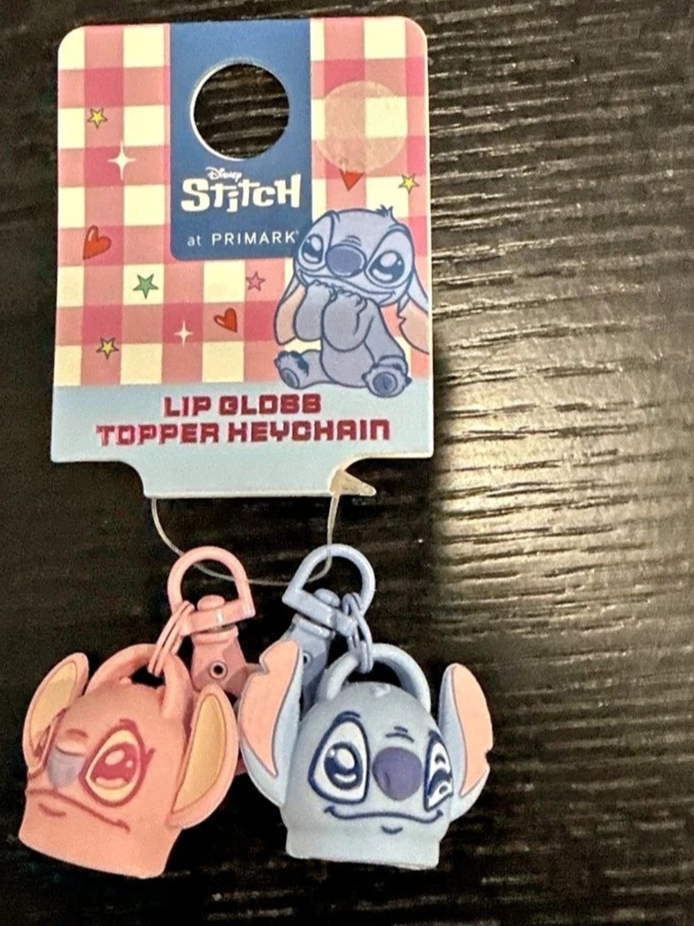 Disney Stitch Lip Gloss Topper Keychain Pink & Blue NWT Set